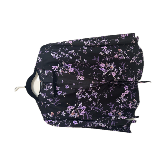 Express Black Floral Print Long Sleeve Wrap - Size M - Picture 3 of 7